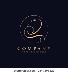 Luxury letter q logo template in gold color. Modern trendy initial luxury q letter logo design. Royal premium letter q logo design vector template.