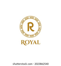 Luxury Letter R With Circle Pattern Logo Template