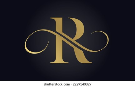 Luxury Letter R Logo Template In Gold Color. Initial Luxury R Letter Logo Design. Beautiful Logotype Design For Luxury Company Branding.