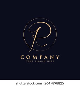 Luxury letter r logo template in gold color. Modern trendy initial luxury r letter logo design. Royal premium letter r logo design vector template.
