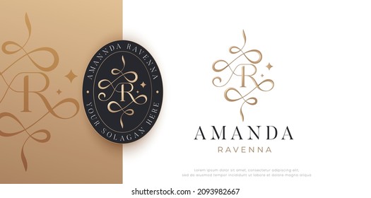 luxury letter a r monogram swirl serif logo design