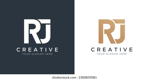 Luxury Letter Rj Logo Template In Gold And White Color. Initial Luxury Rj Letter Logo Design. Beautiful Logotype Design For Luxury Company Branding.