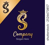 Luxury letter S woman with crown logo illustration vector