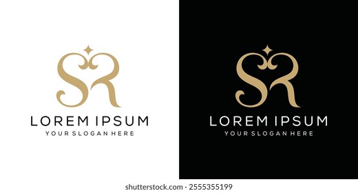 luxury letter SR logo design, serif font icon vector concept, for business, fashion and beauty