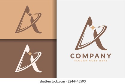 Luxury Letter A and Star Logo Design. Elegant Geometric Line Curve Vector Logotype. Creative Monogram Logo Illustration.