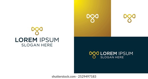 Luxury letter T with gold color logo template