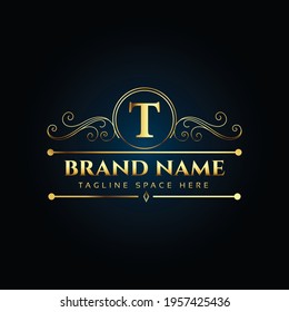 Luxury letter t monogram vector brand logo design.