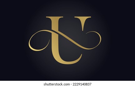 Luxury Letter U Logo Template In Gold Color. Initial Luxury U Letter Logo Design. Beautiful Logotype Design For Luxury Company Branding.