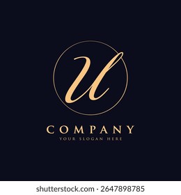 Luxury letter u logo template in gold color. Modern trendy initial luxury u letter logo design. Royal premium letter u logo design vector template.