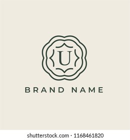luxury letter U logo vector design. monogram initials sign symbol. elegant jewelry frame icon