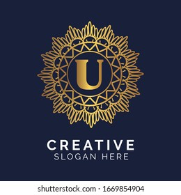 Luxury letter U monogram vector logo design. mandala and ornamental style.