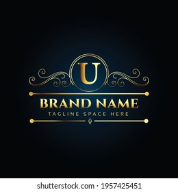 Luxury letter u monogram vector brand logo design.