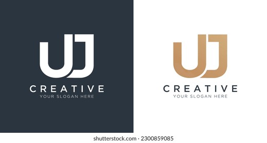 Luxury Letter Uj Logo Template In Gold And White Color. Initial Luxury Uj Letter Logo Design. Beautiful Logotype Design For Luxury Company Branding.