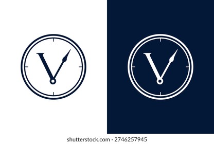 Luxury Letter V Clock Premium Brand Logo Design