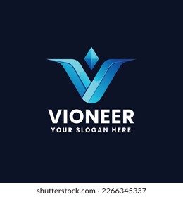 Luxury Letter V Gradient Logo Vektorsymbol Illustration