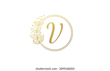 Luxus-Brief-Logo mit Blattdesign-Vorlage