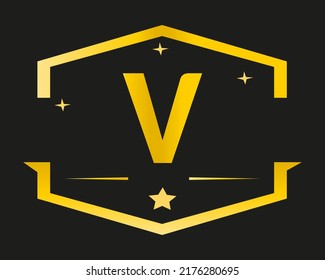 luxury letter V logo template in gold color. with initial letter alphabet for luxury style.