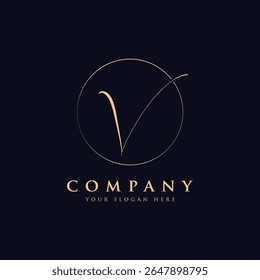 Modelo de logotipo de carta de luxo v em cor dourada. Moderna moda inicial luxo v carta logotipo design. Modelo de vetor de design de logotipo de letra v premium real.