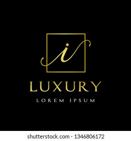 Luxury i Letter vector  template logo. This font with gold and beautiful design, suitable for jewelry, cosmetic and brand.  