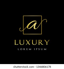 Luxury A Letter vector  template logo. This font with gold and beautiful design, suitable for jewelry, cosmetic and brand.  