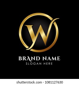 luxury letter W logo template in gold color. Royal premium logo template vector