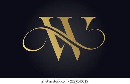 Luxury Letter W Logo Template In Gold Color. Initial Luxury W Letter Logo Design. Beautiful Logotype Design For Luxury Company Branding.