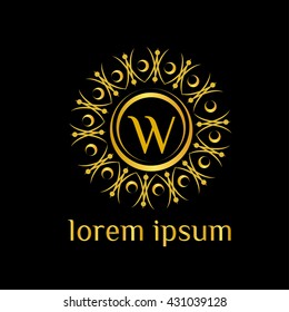 Luxury letter W Logo,Vector logo template (sign, symbol, icon, vector luxury frame)