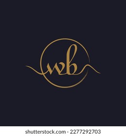 Luxury letter WB logo design, Script font and signature initials