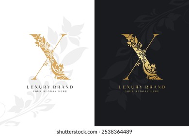 Luxury letter X golden name initial modern logo design