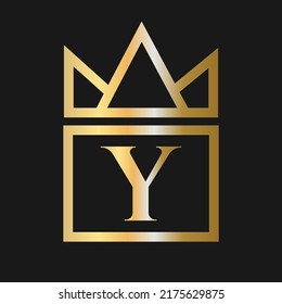 Luxury Letter Y with Crown Logo for Cosmetic, Boutique, Hotel Identity Concept Vector