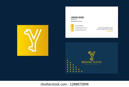 Luxury letter Y logo with a clean business card. Elegant identity design. Linear creative monogram logo - Vector