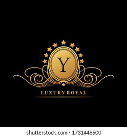 Luxury  letter Y logo design concept  geometric golden  star shapes  for business luxuries, boutique, hotel, fashion, initials, and more brand identity.