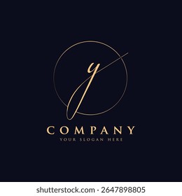 Luxury letter y logo template in gold color. Modern trendy initial luxury y letter logo design. Royal premium letter y logo design vector template.