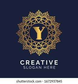 Luxury letter Y monogram vector logo design. mandala and ornamental style.