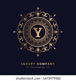 Luxury letter Y monogram vector logo design. Creative letter Y for Antique, Jewelry, Cafe, Restaurant, Boutique, Hotel, Heraldic. Mandala and ornamental letter logo.