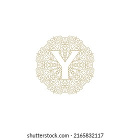 Luxury Letter Y with ornament frame Logo Vector 010