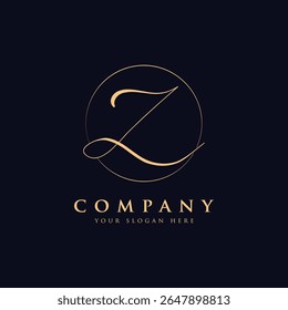 Luxury letter z logo template in gold color. Modern trendy initial luxury z letter logo design. Royal premium letter z logo design vector template.