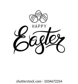 Luxury lettering Happy Easter Hand drawn calligraphy on white background. Great for greeting card, poster, label, sticker. Brush ink modern hand lettering