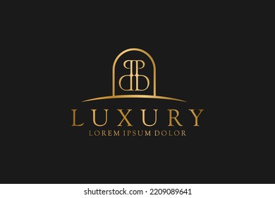 Luxury lettering logo design initial P D gold icon symbol