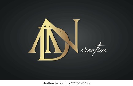 Luxusbriefe ADN Schmuck Mode Monogram Logo. Logo für kreative Goldschmiedeprämien