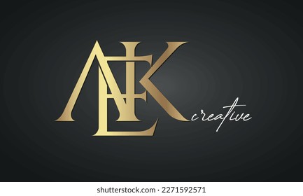 luxury letters AEK golden logo icon  premium monogram, creative royal logo design