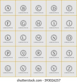 Luxury letters of the alphabet  vector logo set. Brand identity for Restaurant, Hotel. Boutique, Fashion store,  Fashion label