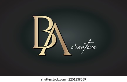 luxury letters BA jewellery fashion monogram, creative golden premium logo