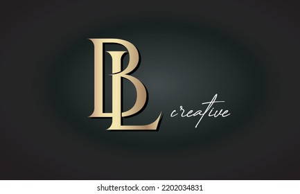 luxury letters BL jewellery fashion monogram. BL creative modern premium golden logo icon