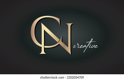 luxury letters CN jewellery fashion monogram. CN creative modern premium golden logo icon