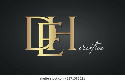 luxury letters DEH golden logo icon  premium monogram, creative royal logo design