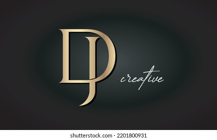 luxury letters DJ jewellery fashion monogram. DJ creative modern premium golden logo icon