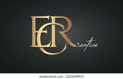 luxury letters ECR golden logo icon  premium monogram, creative royal logo design