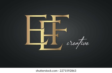 luxury letters EEF golden logo icon  premium monogram, creative royal logo design