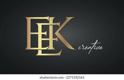 luxury letters EEK golden logo icon  premium monogram, creative royal logo design